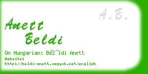 anett beldi business card